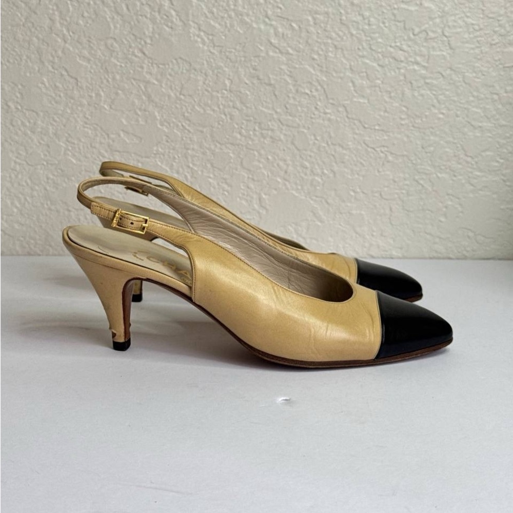 Elegant Black and Tan Slingback Heels